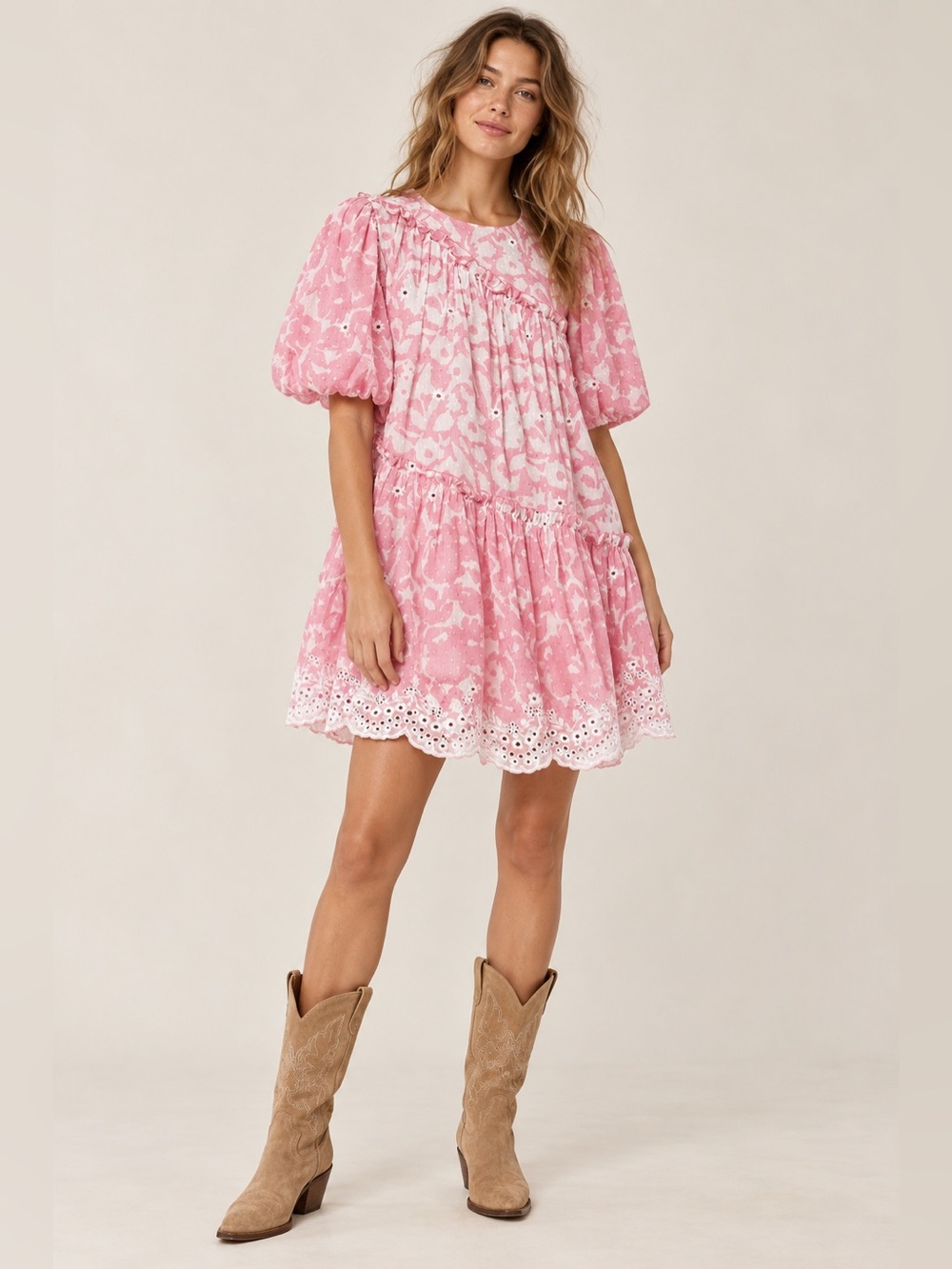 Ash & Eden Milena Asymmetrical Ruffle Babydoll Dress